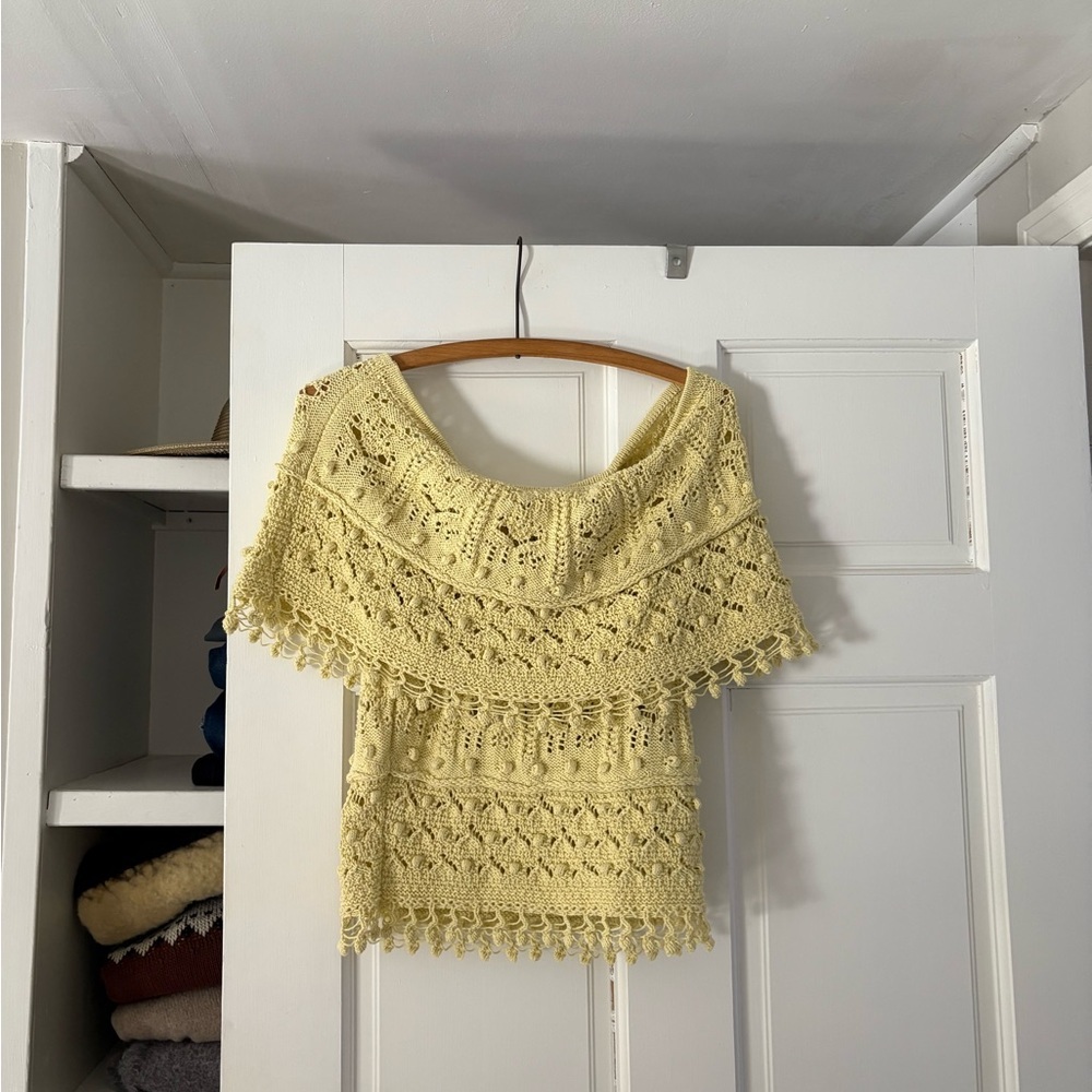 Zara Yellow Off-Shoulder Knit Top - Picture 6 of 6